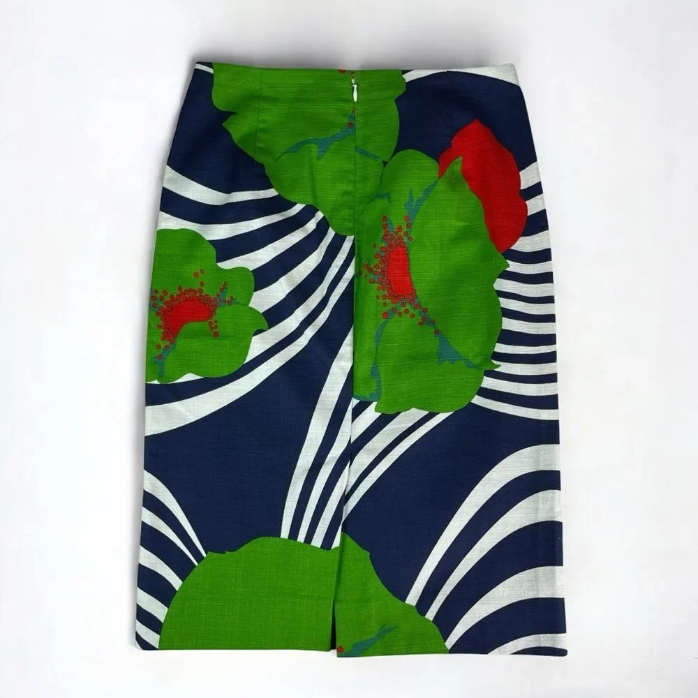 J. Crew Ratti Floral Stripes Grass Cloth Pencil Skirt